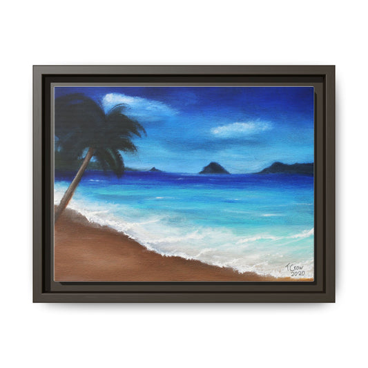 Framed Coastal Ocean - Multi-Color Beach Scene for Home Decor