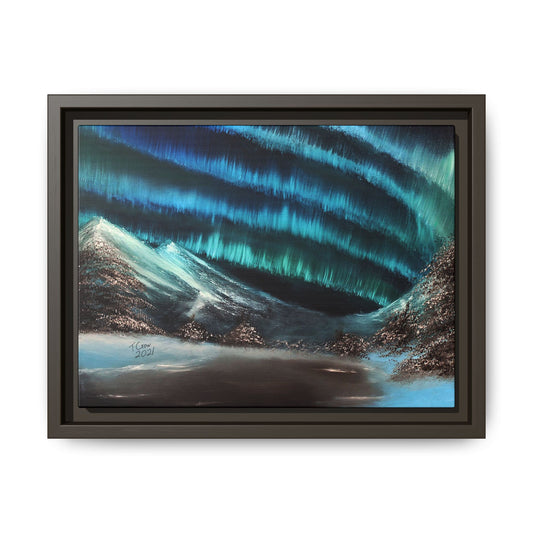 Frozen Sky's Glow - Framed Canvas Print