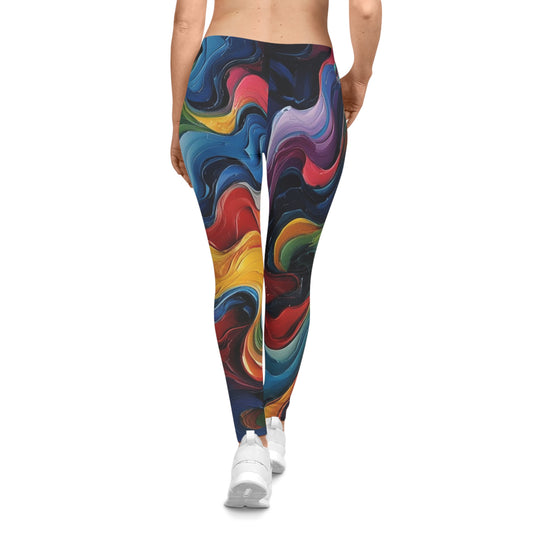 Vibrant Abstract Leggings, Colorful Yoga Pants, Stylish Activewear, Trendy Workout Gear, Artistic Fashion Trousers
