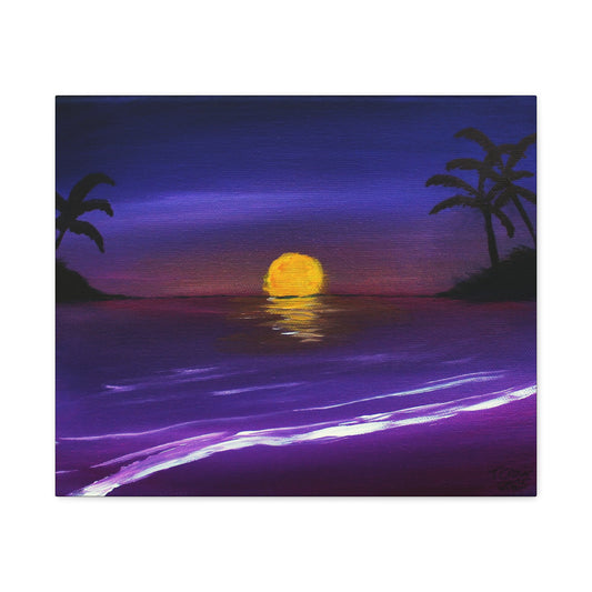 Tropical Sunset Canvas Art Print - Relaxing Beach Scene