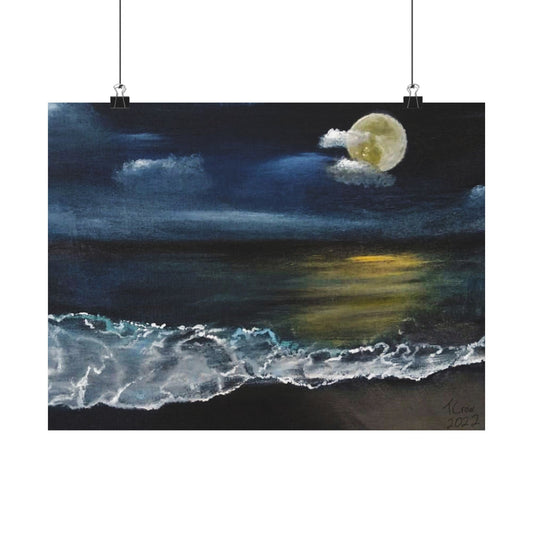 Moonlight Beach - Matte Poster Print Printify