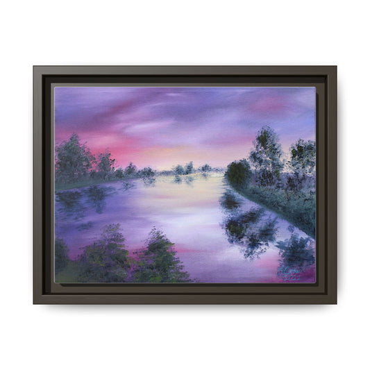 Framed Canvas Art - Serene Multi-Color Landscape Painting