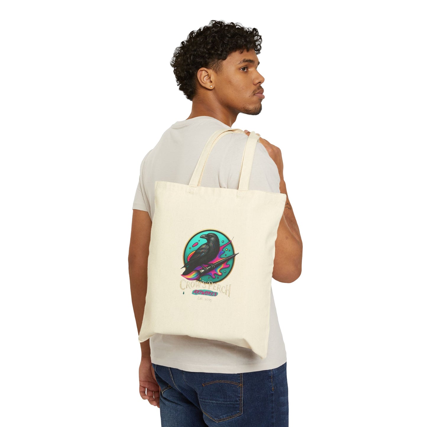 Crow's Perch Artworks Canvas Tote Bag, Eco-Friendly Shopping Bag, Stylish Reusable Grocery Tote, Bird Lover Gift, Artful Carryall