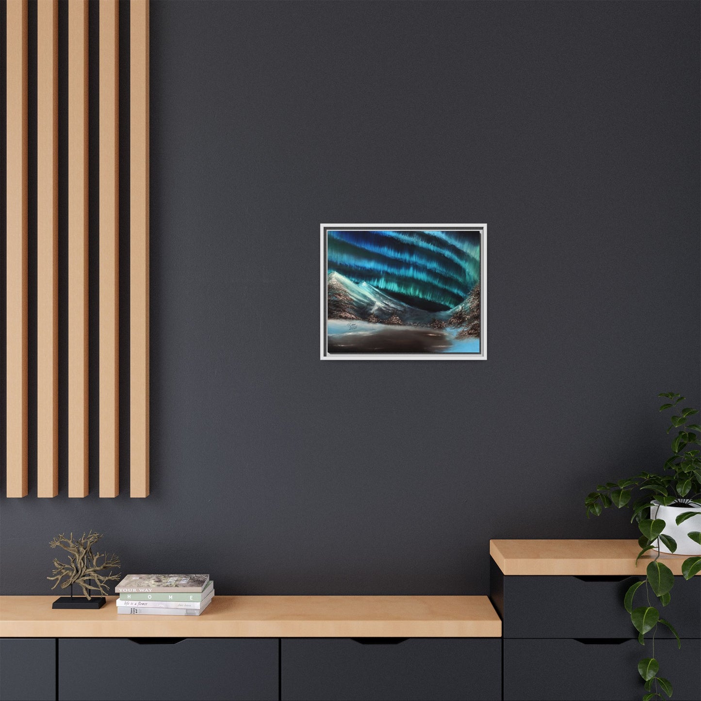 Frozen Sky's Glow - Framed Canvas Print