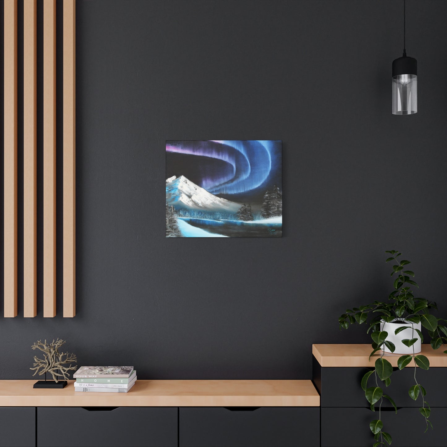 Aurora Borealis Canvas Art | Mountain Landscape Wall Decor