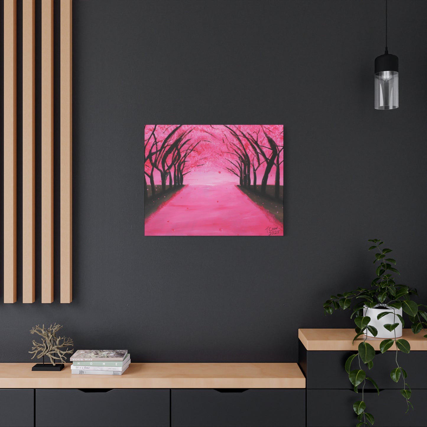 Cherry Blossom Pathway Canvas Art - Elegant Floral Wall Decor