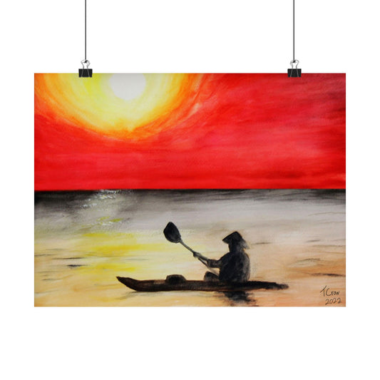 Kayaker at Sunset - Matte Poster Print