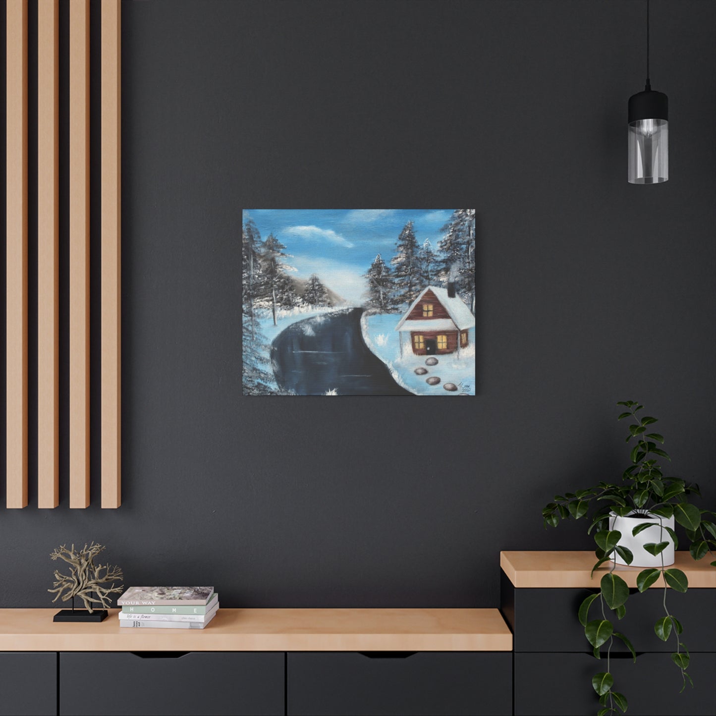Cabin's Warm Glow - Canvas Print