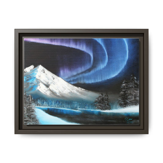 Aurora Borealis Framed Canvas - Multi-Color Mountain Scene for Home Decor