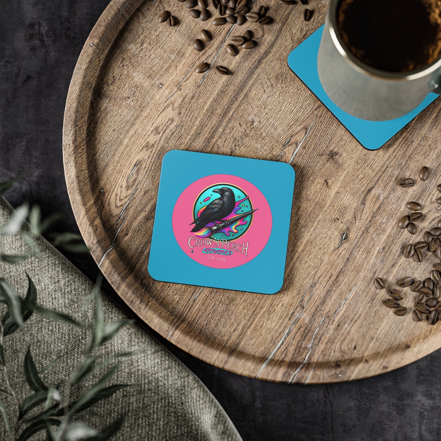 Crow's Perch Artworks Coasters, Home Bar Decor, Unique Gift, Rustic Table Accessories, Party Coasters