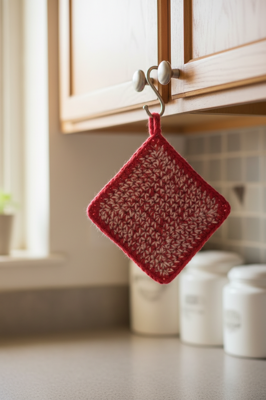 Red/White Pot Holder Crow's Perch Artworks