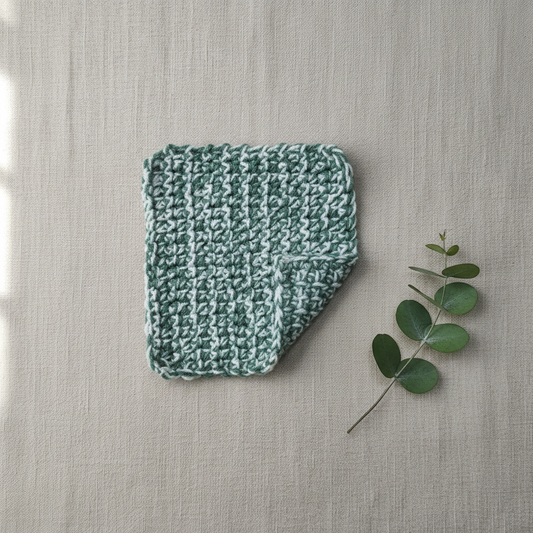 Green/White Dish Cloth Crow's Perch Artworks