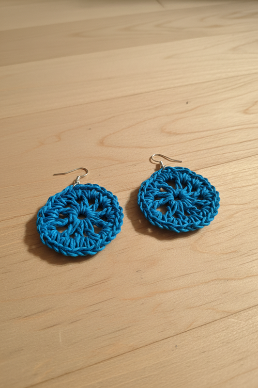 Blue Wagon Wheel Earrings Crow's Perch Artworks