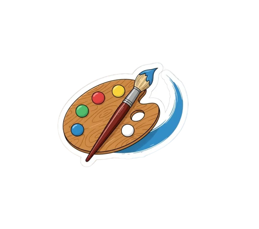 Artist Palette Sticker - Paintbrush & Palette Vinyl Decal for Laptops, Sketchbooks & Art Gifts Printify