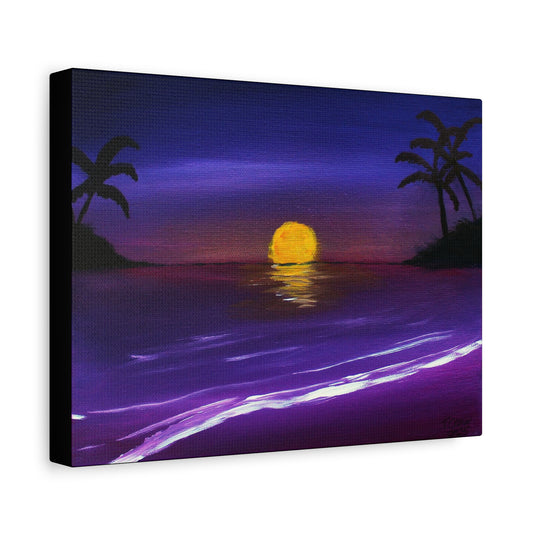 Tropical Sunset Canvas Art Print - Relaxing Beach Scene