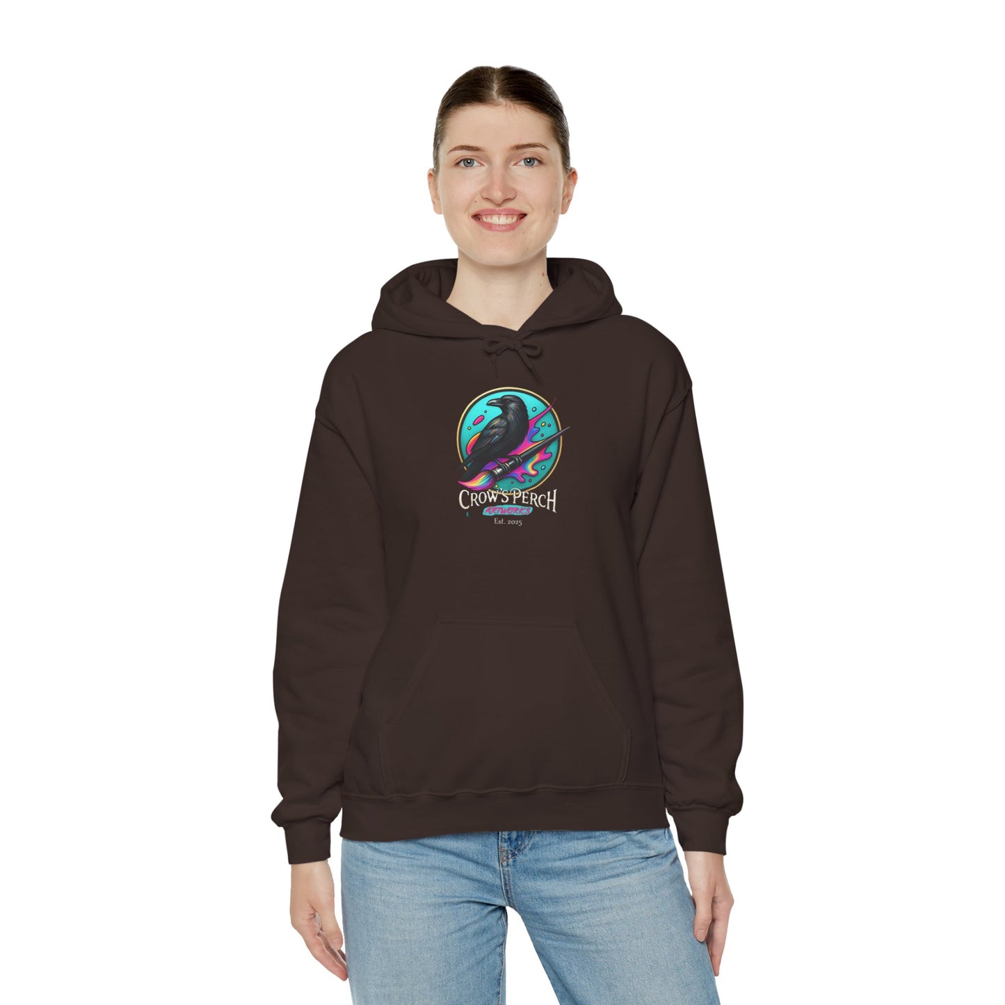 Crow's Perch Artworks Graphic Hoodie, Cozy Sweatshirt Gift, Stylish Layering Piece, Everyday Fashion Statement