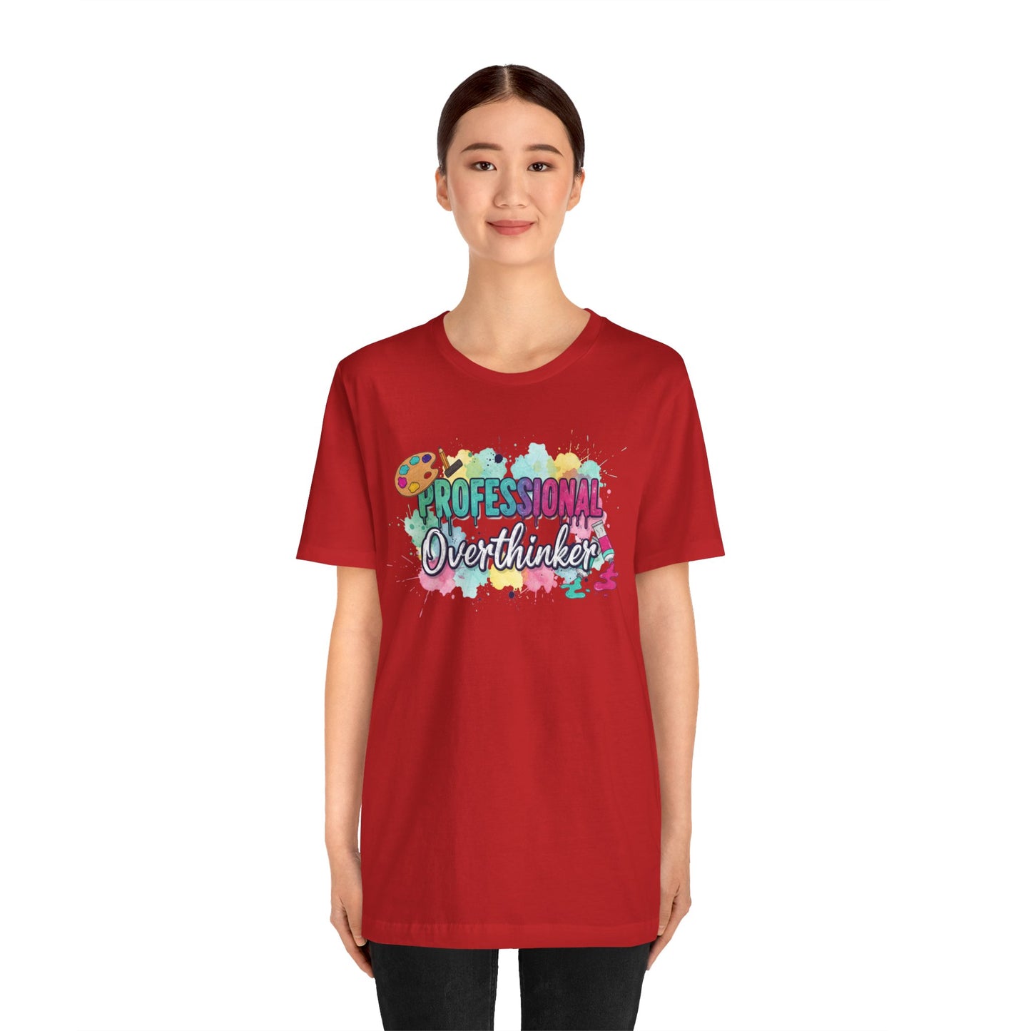 Professional Overthinker T-Shirt - Colorful Watercolor Graphic Tee Printify