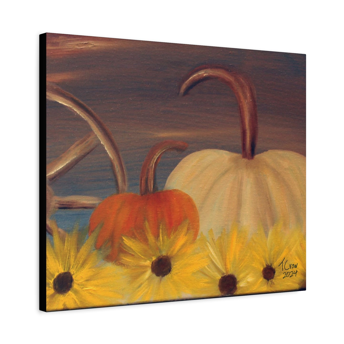 Fall Harvest Canvas Art - Rustic Pumpkin & Sunflower Home Decor