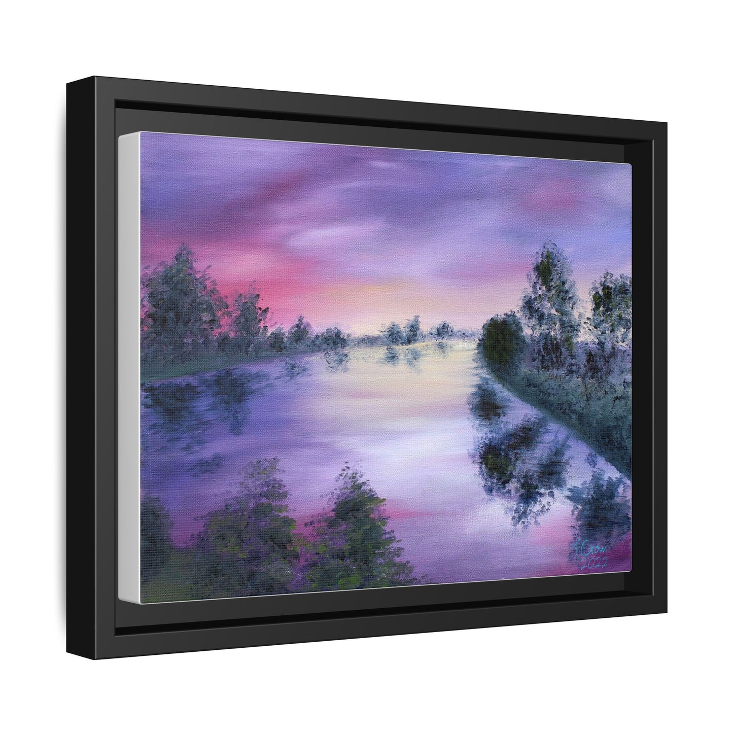 Framed Canvas Art - Serene Multi-Color Landscape Painting