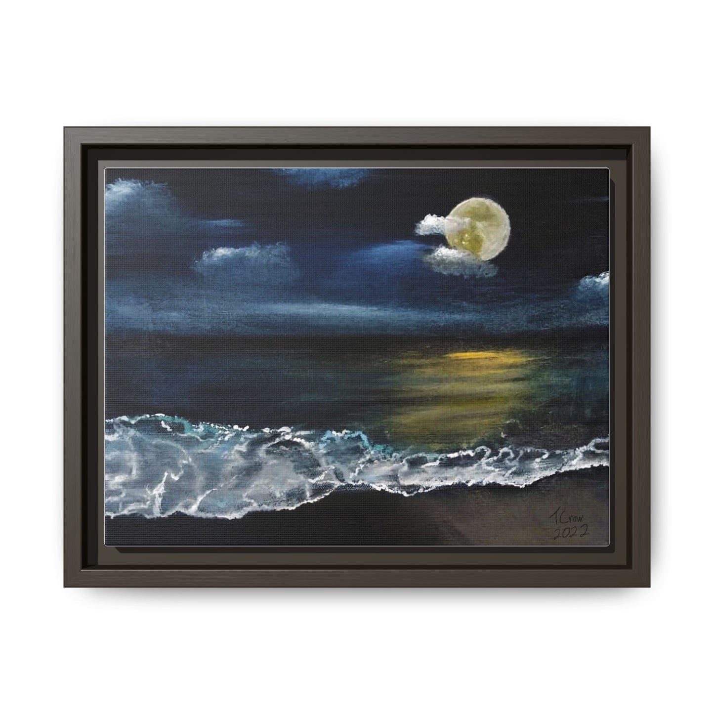 Serene Moonlit Ocean - Framed Art for Tranquil Home Décor