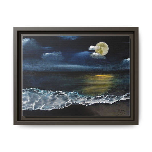 Serene Moonlit Ocean - Framed Art for Tranquil Home Décor