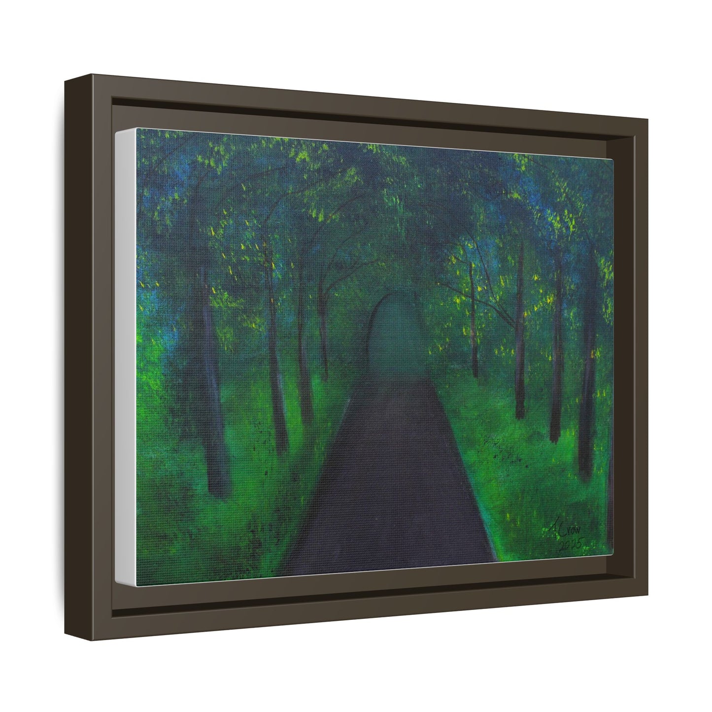 Serene Green Path Framed Canvas Art - Tranquil Wall Decor for Nature Lovers