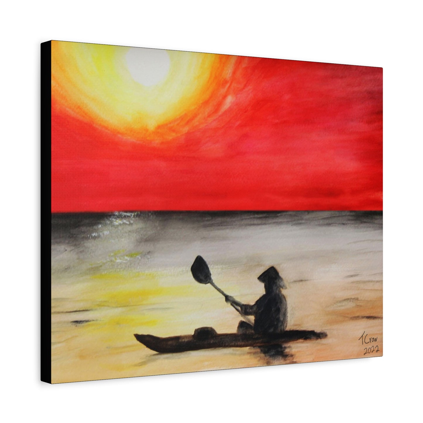 Sunset Kayaking Canvas Art – Vibrant Wall Decor for Nature Lovers