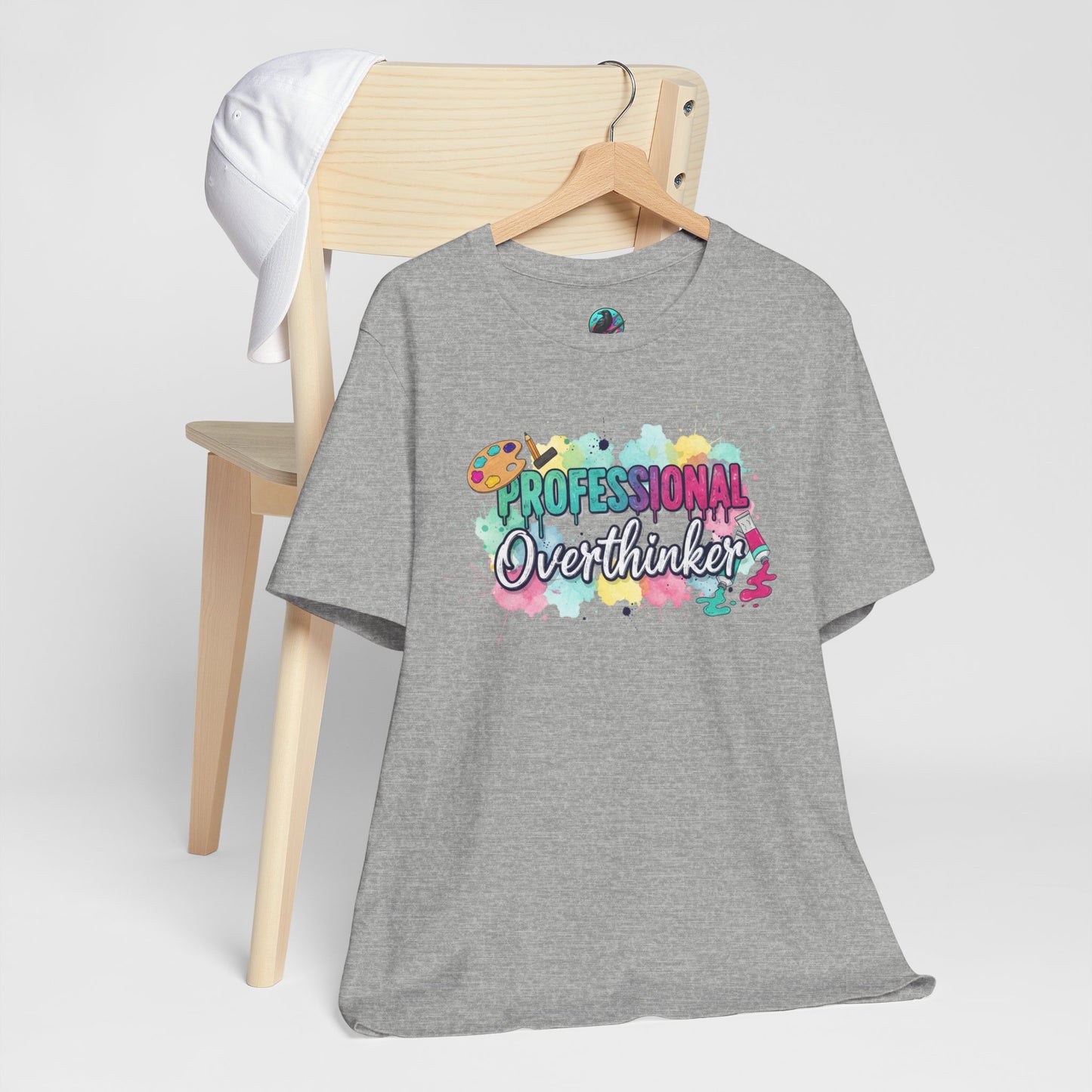 Professional Overthinker T-Shirt - Colorful Watercolor Graphic Tee Printify