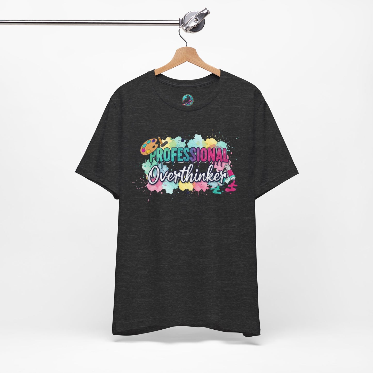 Professional Overthinker T-Shirt - Colorful Watercolor Graphic Tee Printify