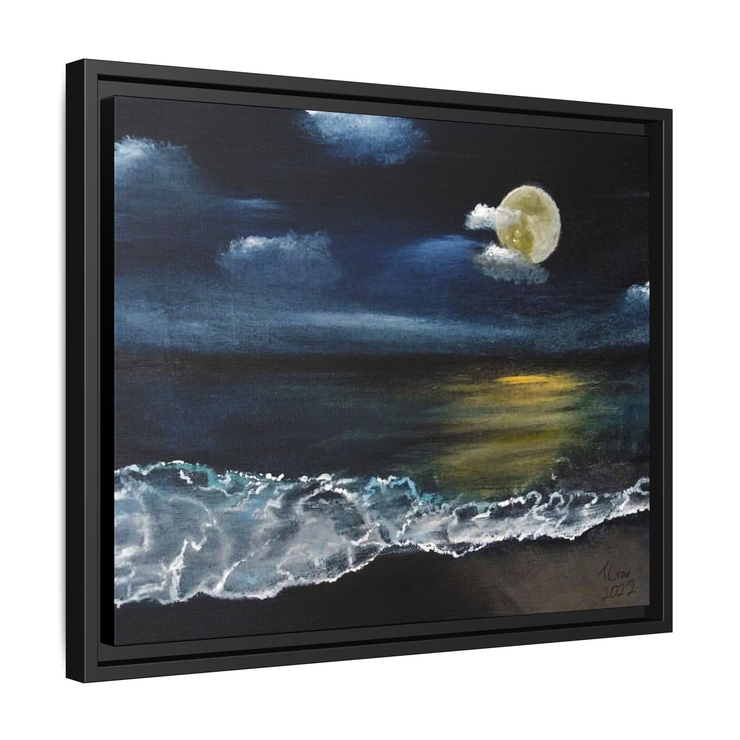Moonlit Ocean - Framed Canvas Print