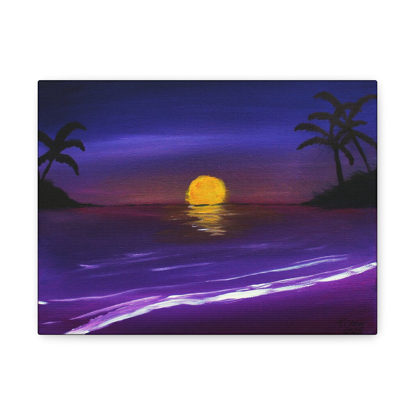 Tropical Sunset Canvas Art Print - Relaxing Beach Scene