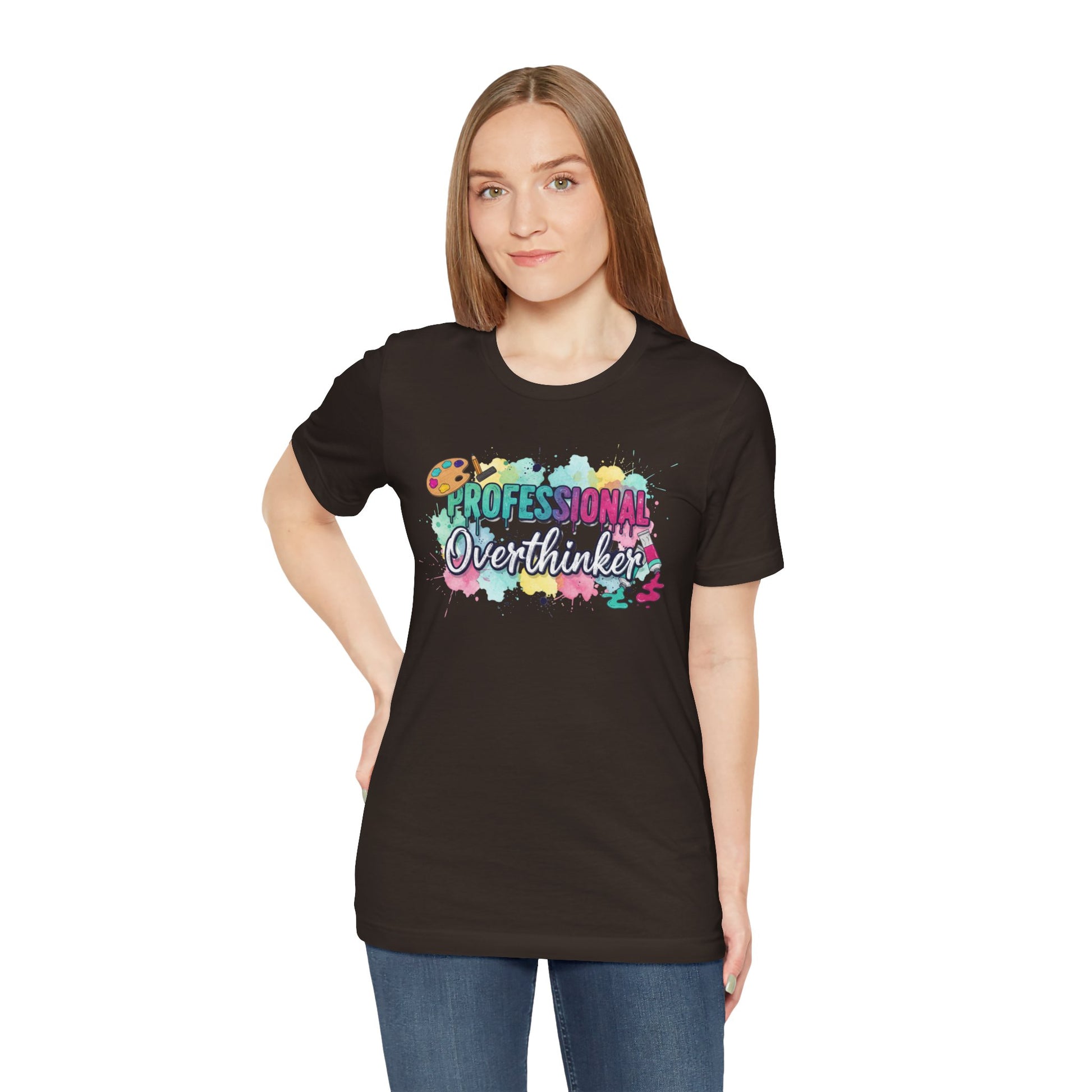 Professional Overthinker T-Shirt - Colorful Watercolor Graphic Tee Printify