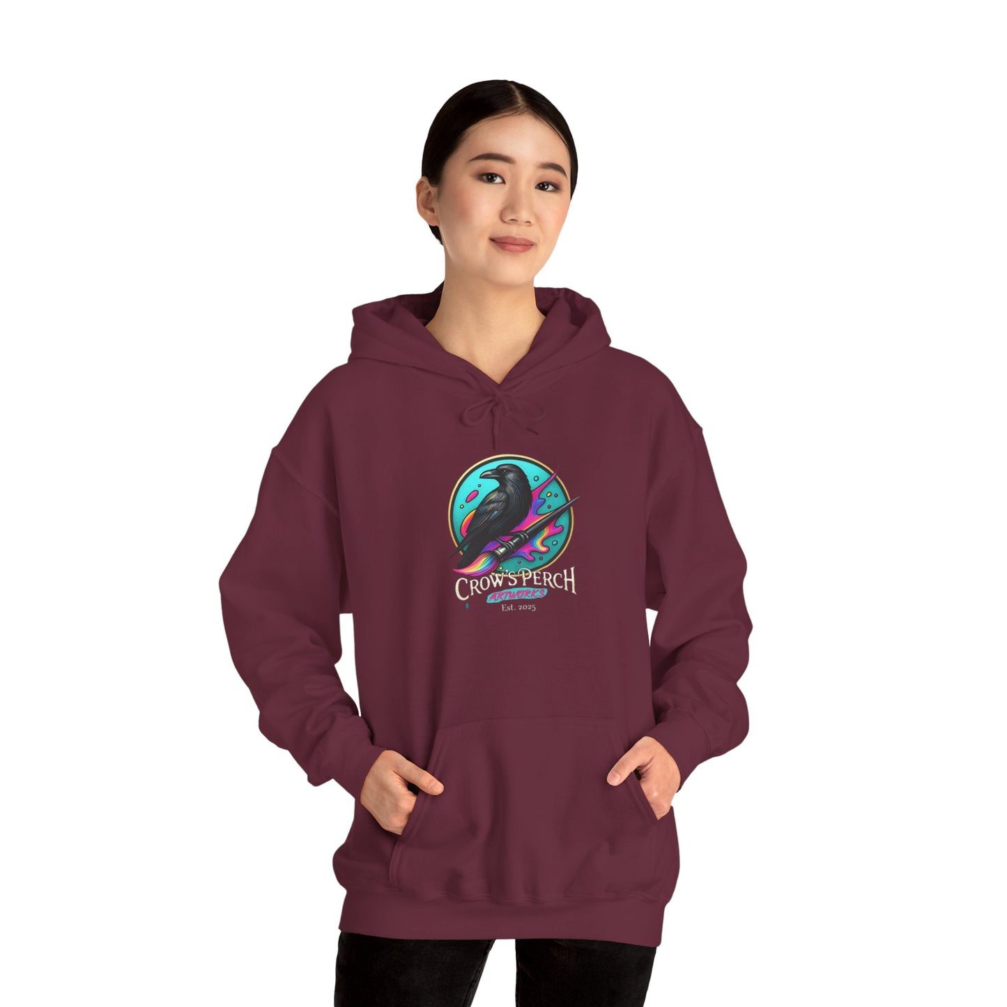 Crow's Perch Artworks Graphic Hoodie, Cozy Sweatshirt Gift, Stylish Layering Piece, Everyday Fashion Statement