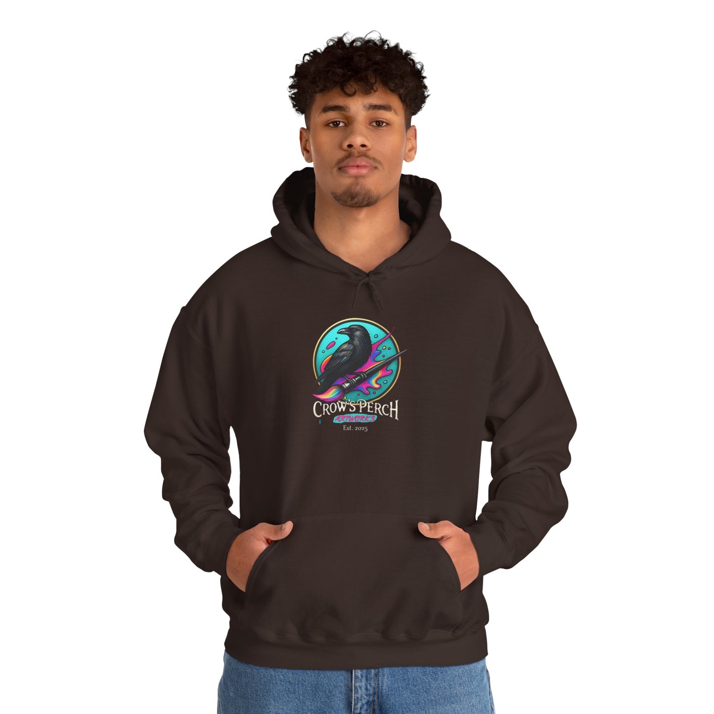 Crow's Perch Artworks Graphic Hoodie, Cozy Sweatshirt Gift, Stylish Layering Piece, Everyday Fashion Statement
