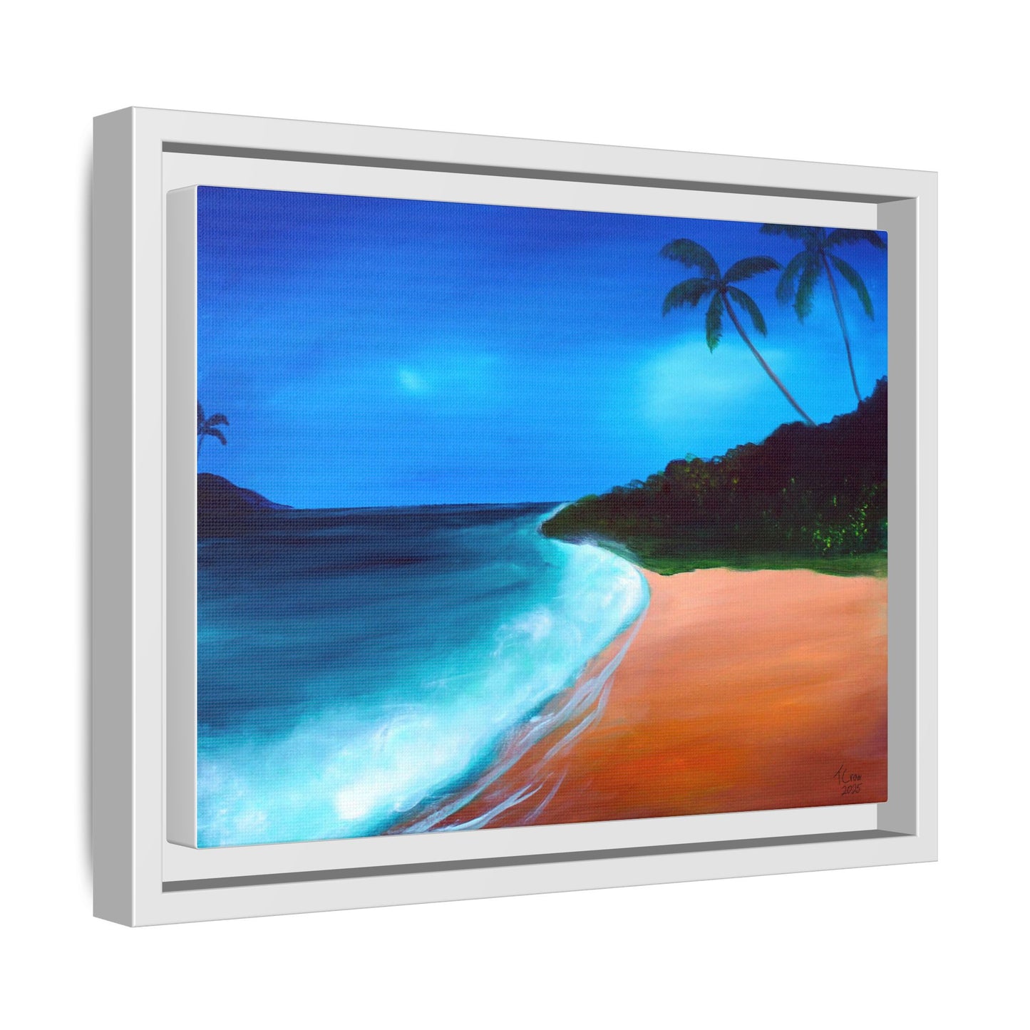 Tropical Beach Framed Canvas Art – Serene Coastal Decor for Home & Beach Lovers