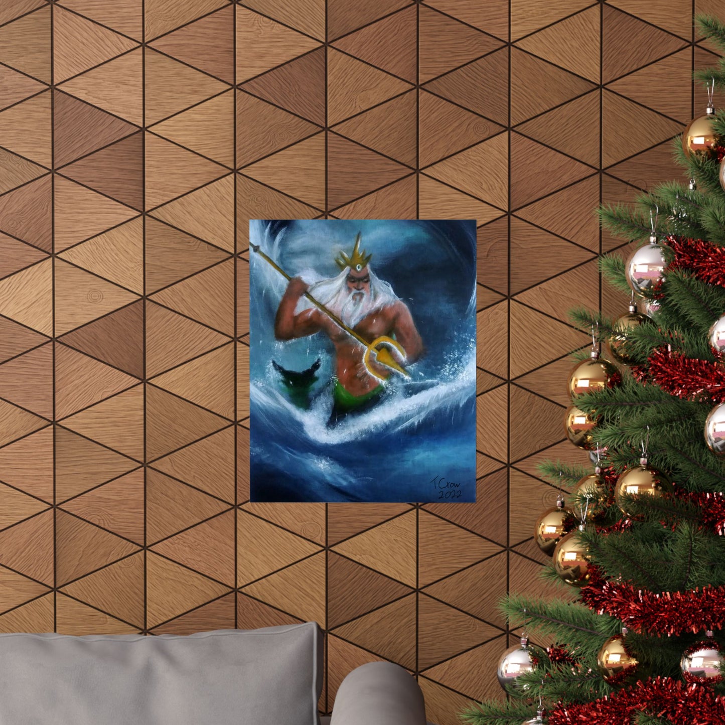 Ocean King Matte Vertical Poster, Sea Art Print, Nautical Wall Decor, Gift for Sailors, Fantasy Home Decor, Unique Art Piece