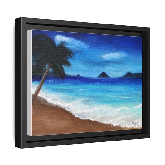 Framed Coastal Ocean - Multi-Color Beach Scene for Home Decor