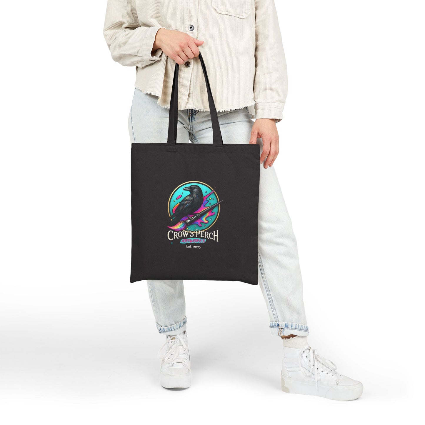 Crow's Perch Artworks Canvas Tote Bag, Eco-Friendly Shopping Bag, Stylish Reusable Grocery Tote, Bird Lover Gift, Artful Carryall