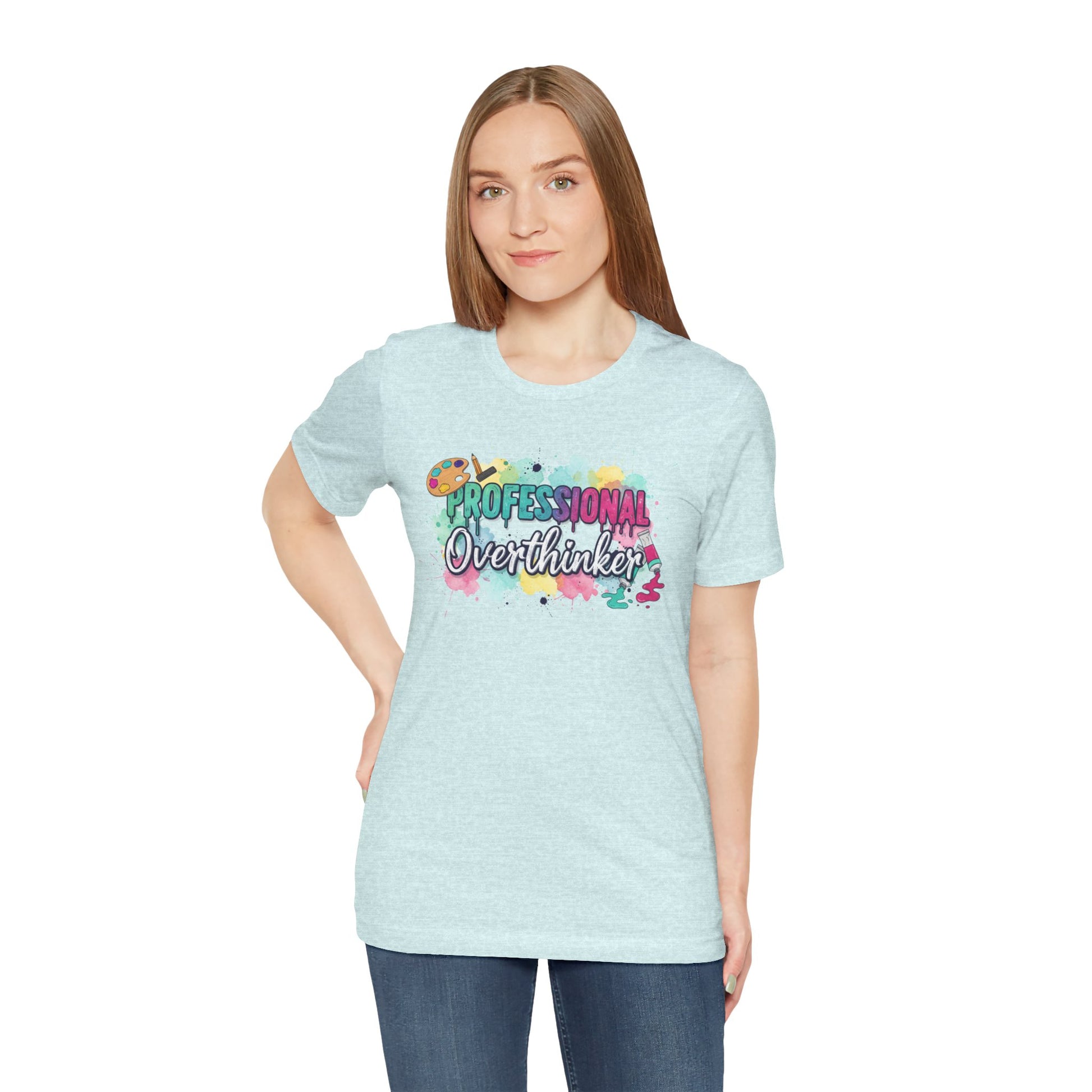 Professional Overthinker T-Shirt - Colorful Watercolor Graphic Tee Printify