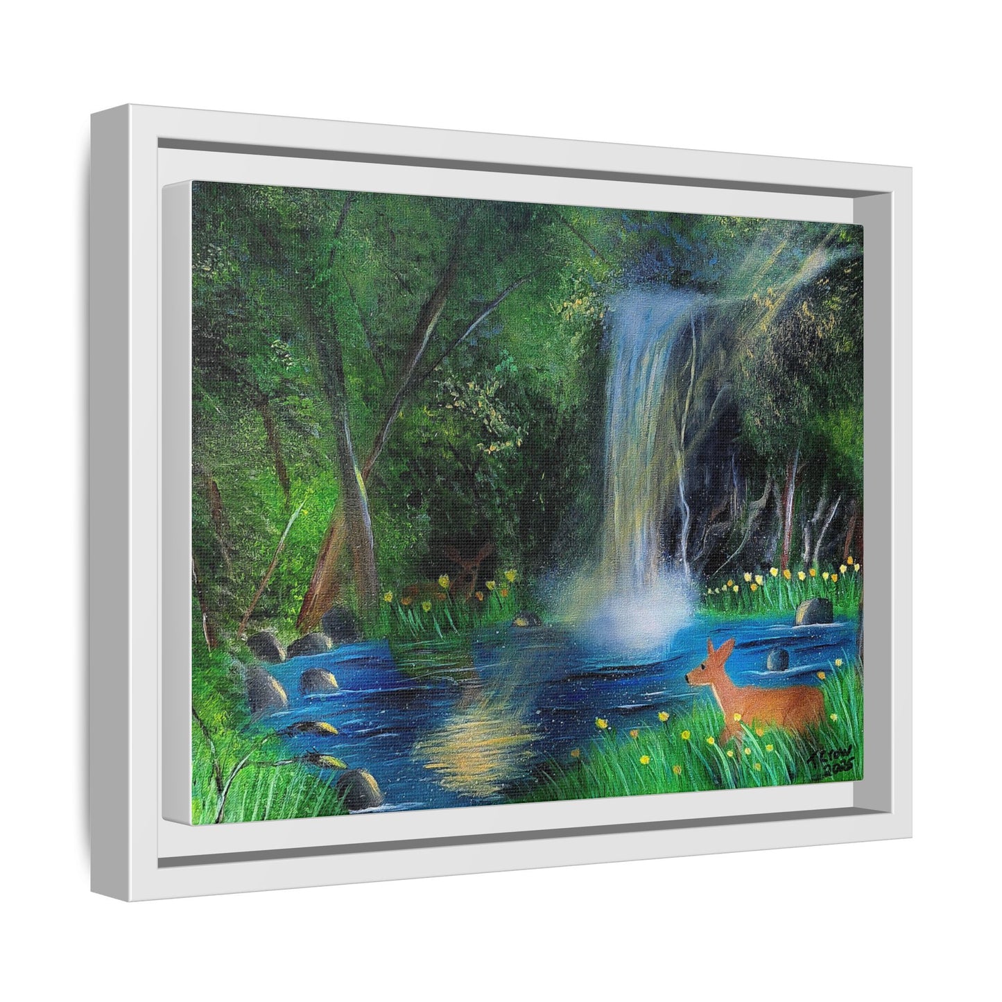 Serene Nature Canvas Print, Framed Wall Art, Scenic Deer Art, Home Decor, Ideal Gift for Nature Lovers