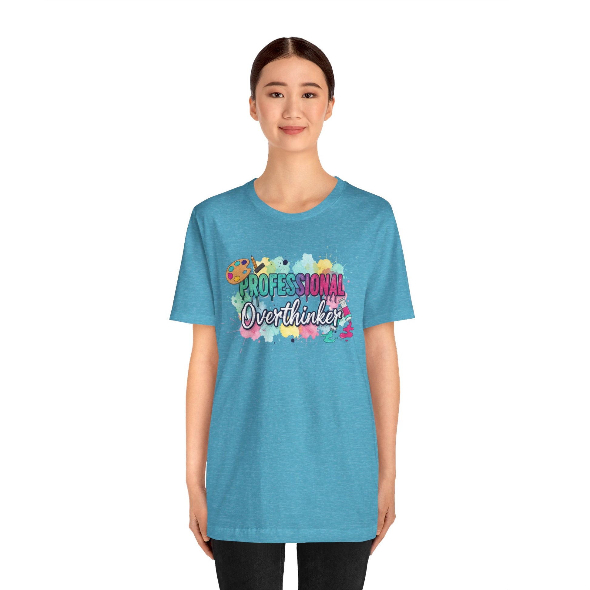 Professional Overthinker T-Shirt - Colorful Watercolor Graphic Tee Printify