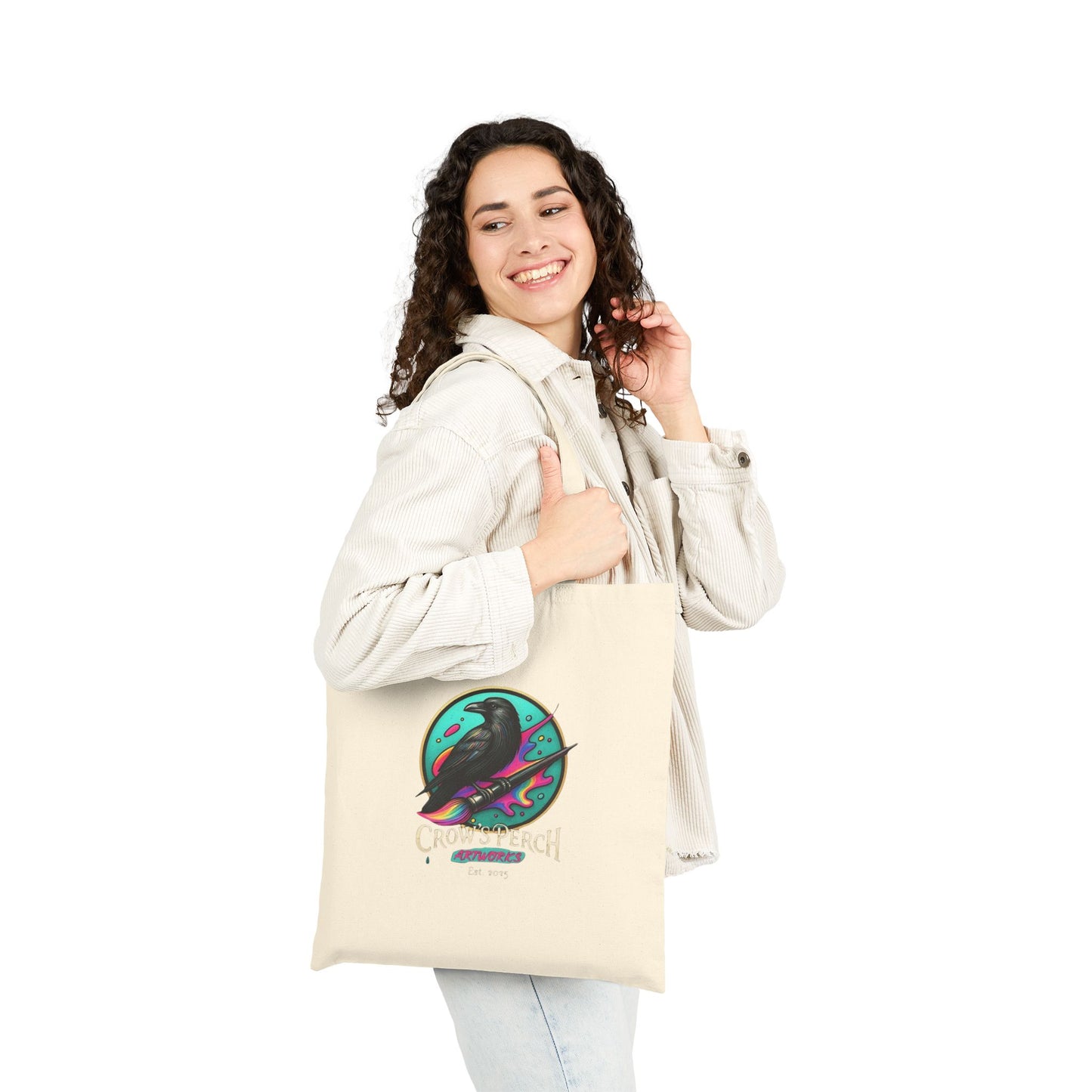 Crow's Perch Artworks Canvas Tote Bag, Eco-Friendly Shopping Bag, Stylish Reusable Grocery Tote, Bird Lover Gift, Artful Carryall
