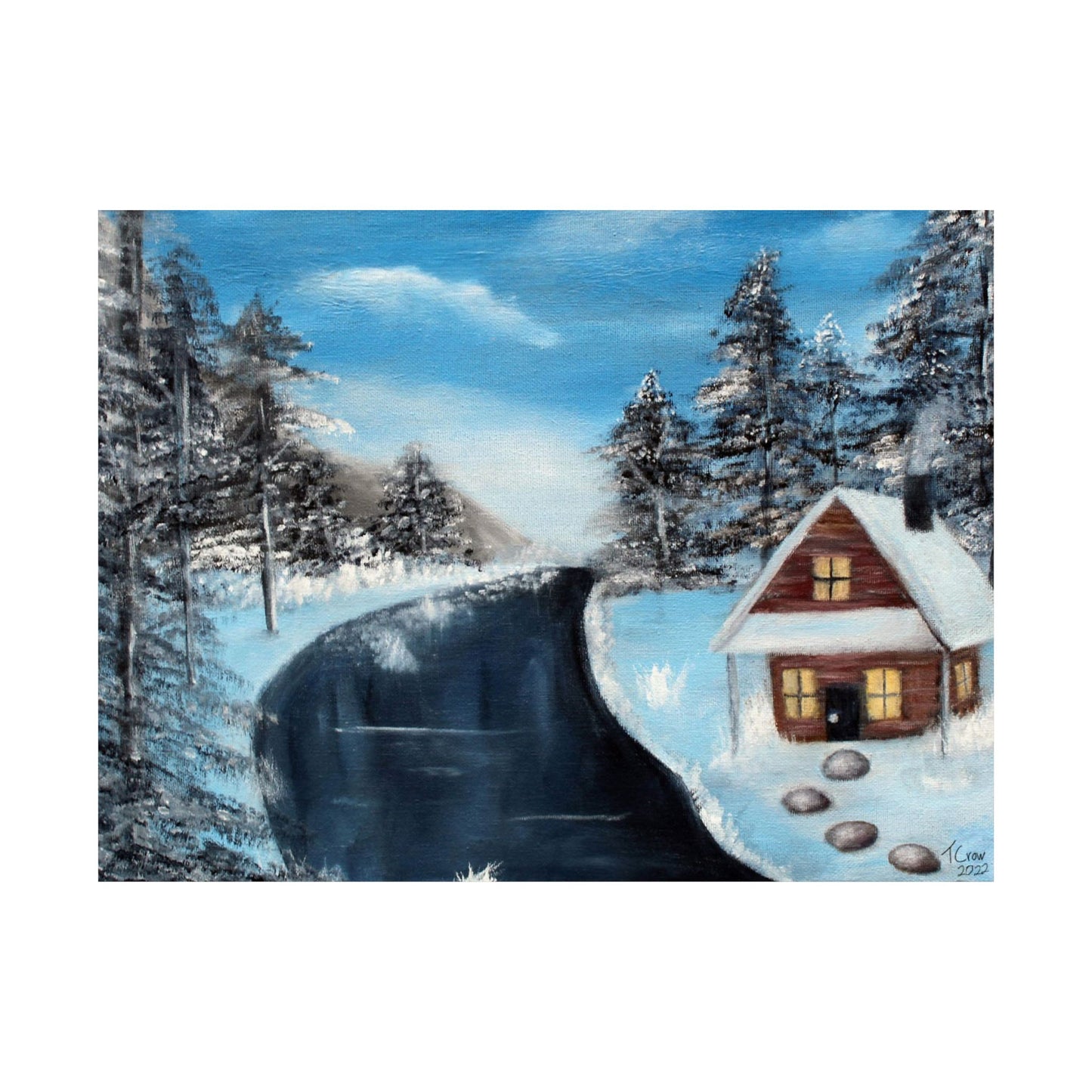 Cabin's Warm Glow - Matte Poster Print