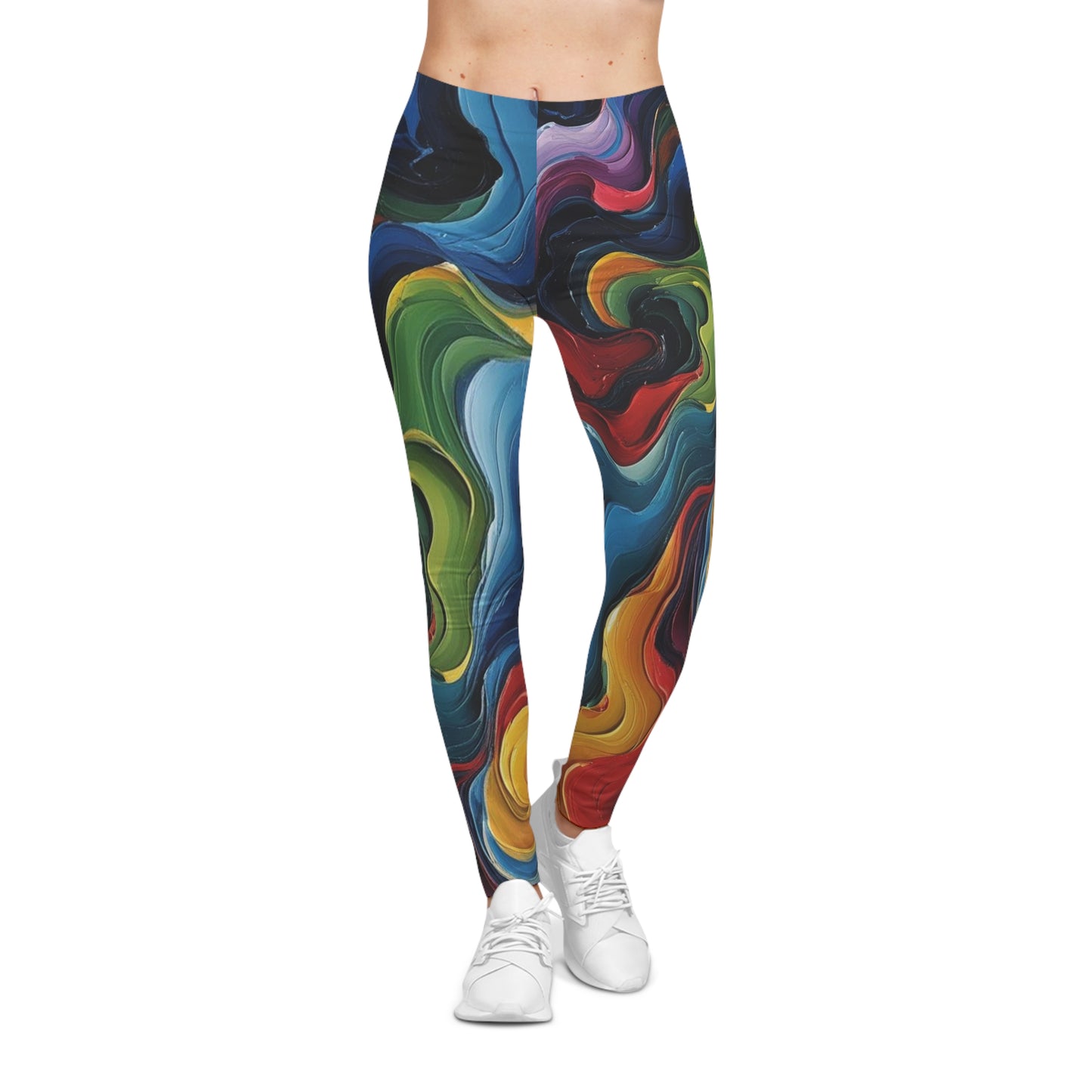 Vibrant Abstract Leggings, Colorful Yoga Pants, Stylish Activewear, Trendy Workout Gear, Artistic Fashion Trousers