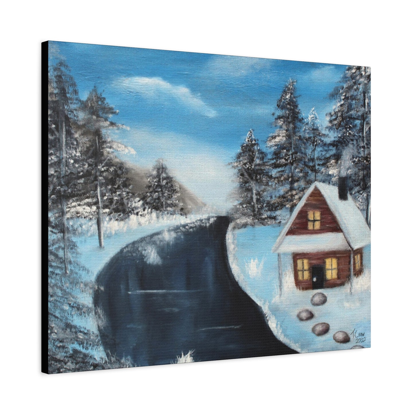 Cabin's Warm Glow - Canvas Print