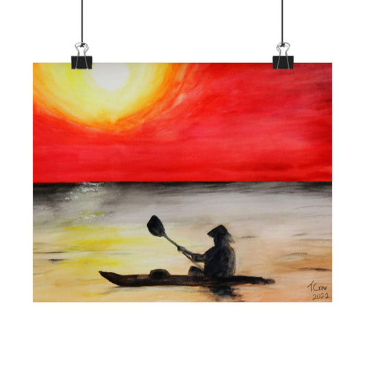Kayaker at Sunset - Matte Poster Print