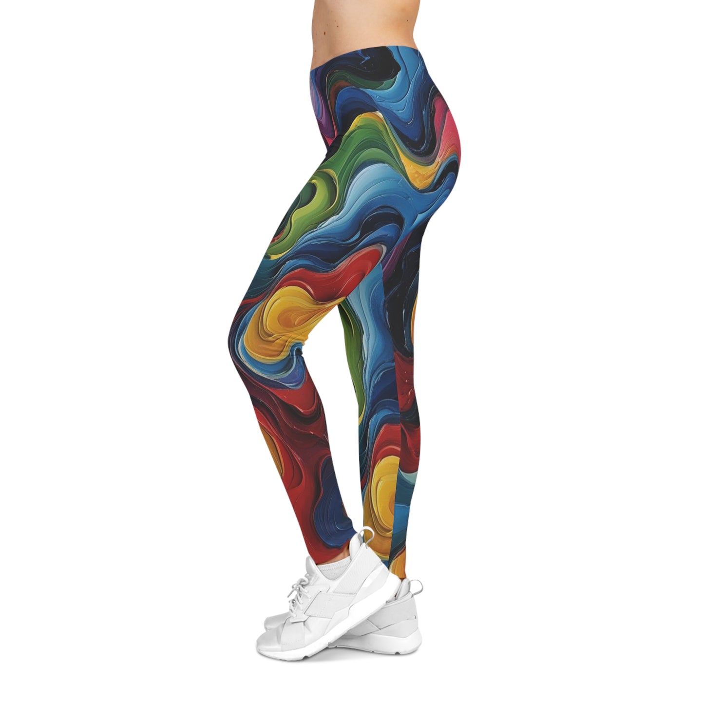 Vibrant Abstract Leggings, Colorful Yoga Pants, Stylish Activewear, Trendy Workout Gear, Artistic Fashion Trousers