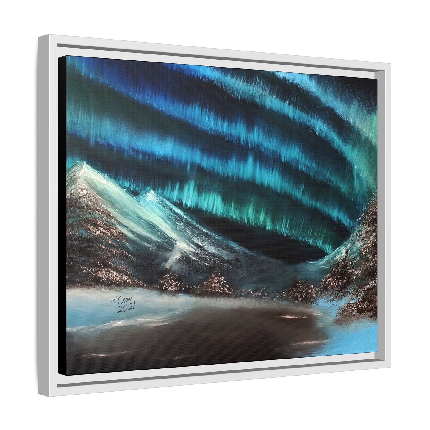 Frozen Sky's Glow - Framed Canvas Print