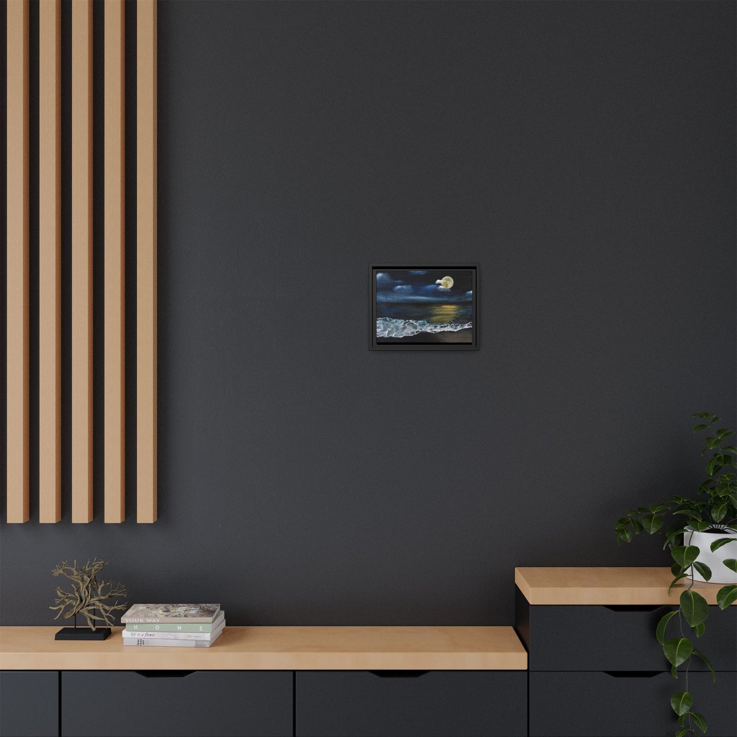 Moonlit Ocean - Framed Canvas Print