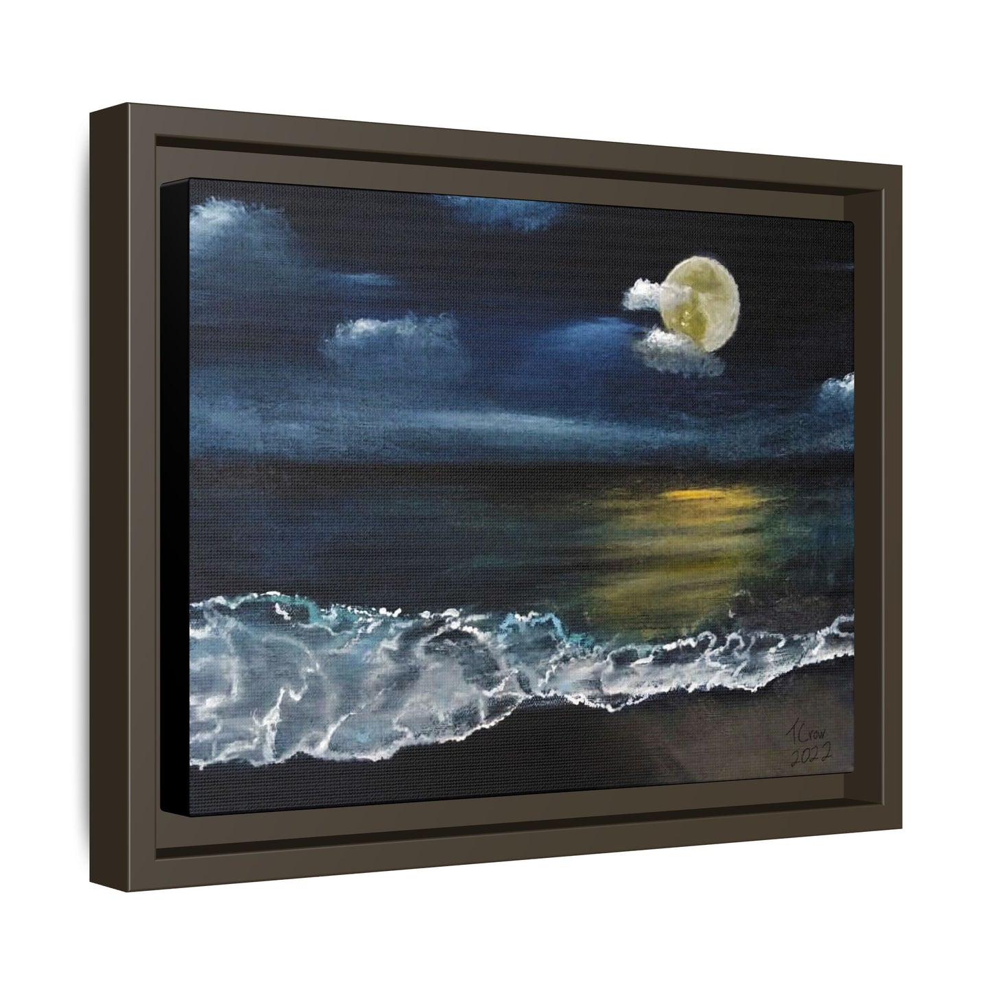 Moonlit Ocean - Framed Canvas Print